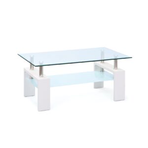 Inter Link Couchtisch Dana aus Glas und Holz in weiss