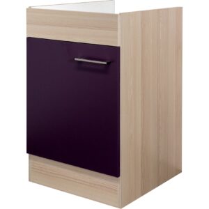 Flex-Well Küchen Spülenunterschrank Focus/Aubergine - 50 cm