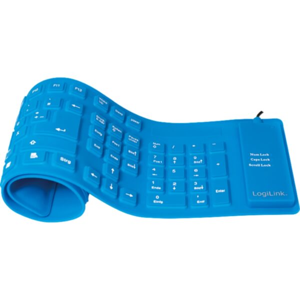 LogiLink ID0035A Tastatur Flexibel Wasserfest USB + PS/2 - blau