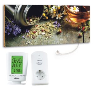 Marmony 800W Infrarot-Heizung Motiv "Flower Table" mit Thermostat MTC-40