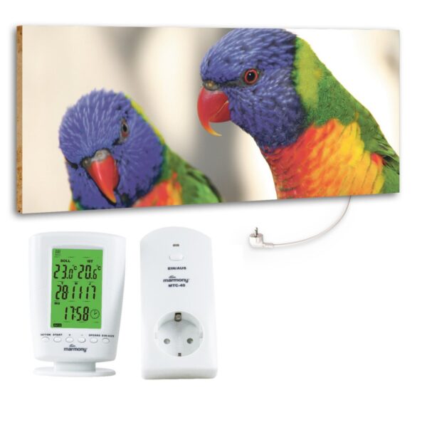 Marmony 800W Infrarot-Heizung Motiv "Birds" mit Thermostat MTC-40