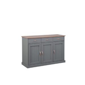 Inter Link FSC Sideboard Westerland 3 Türen und Schubladen Kiefer Massivholz grau und sepia