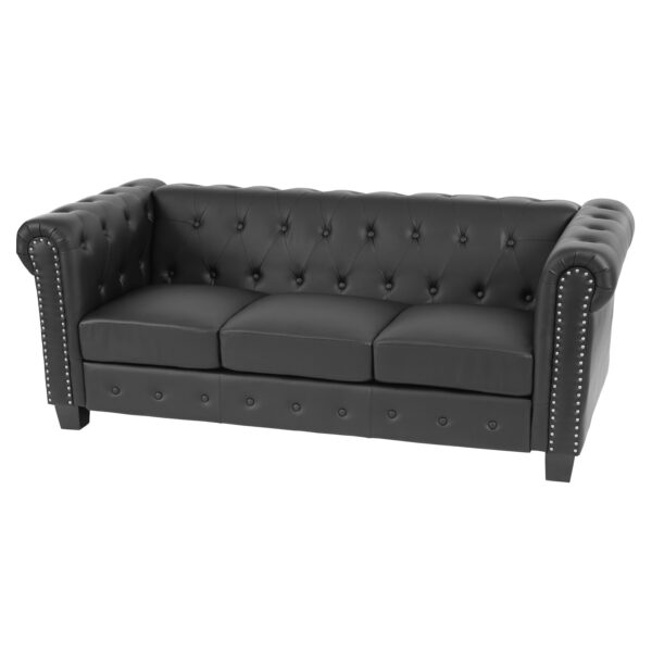 Luxus 3er Sofa Loungesofa Couch Chesterfield Edinburgh Kunstleder 195cm ~ eckige Füße
