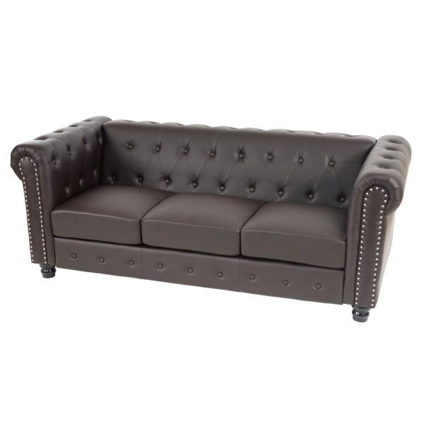 Luxus 3er Sofa Loungesofa Couch Chesterfield Edinburgh Kunstleder 195cm ~ runde Füße