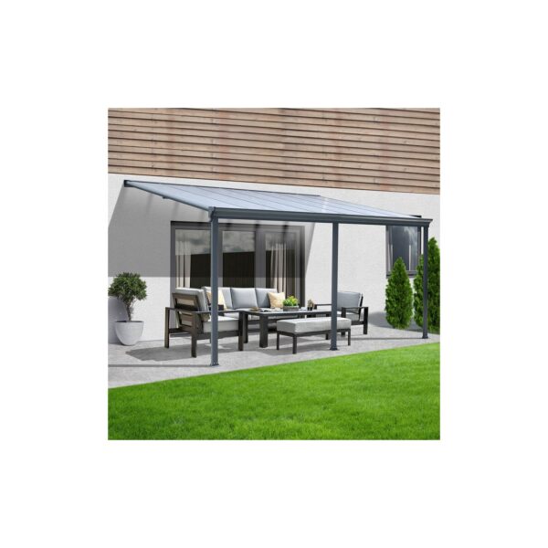 HOME DELUXE Terrassenüberdachung SOLIS - 434 x 303 x 226 / 278 cm Grau