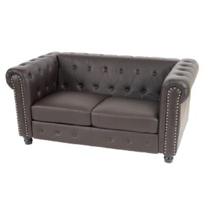 Luxus 2er Sofa Loungesofa Couch Chesterfield Edinburgh Kunstleder 160cm ~ runde Füße