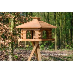 Dobar Rustikales XL-Vogelfutterhaus im Blockhaus-Stil mit dekorativem Holzdach