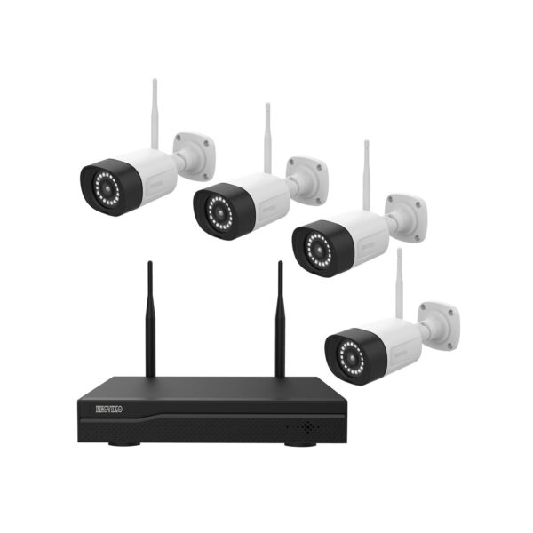 Inkovideo INKO-24M Komplettset 4-Kanal Netzwerkrekorder mit 4x Full HD 3MP Überwachungskameras