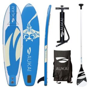 Aukai® Stand Up Paddle Board 320cm SUP Surfboard aufblasbar + Paddel Surfbrett Paddling Paddelboard – in verschiedenen Designs und Farben