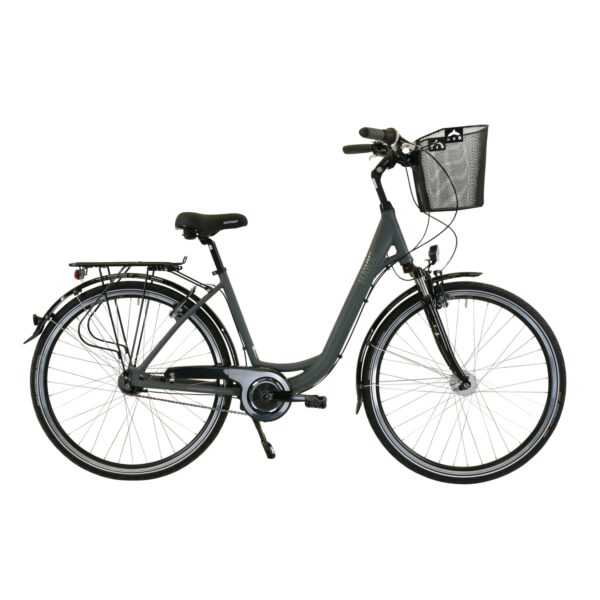 HAWK City Wave Deluxe Plus Grey inkl. Tasche - Damen 28 Zoll - Leichtes Fahrrad mit 7-Gang Shimano Nabenschaltung