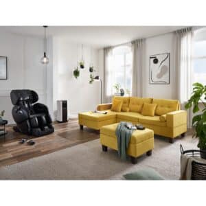 HOME DELUXE Polsterecke Rom Sofa mit Hocker - Gelb/Rechts - versch. Farben