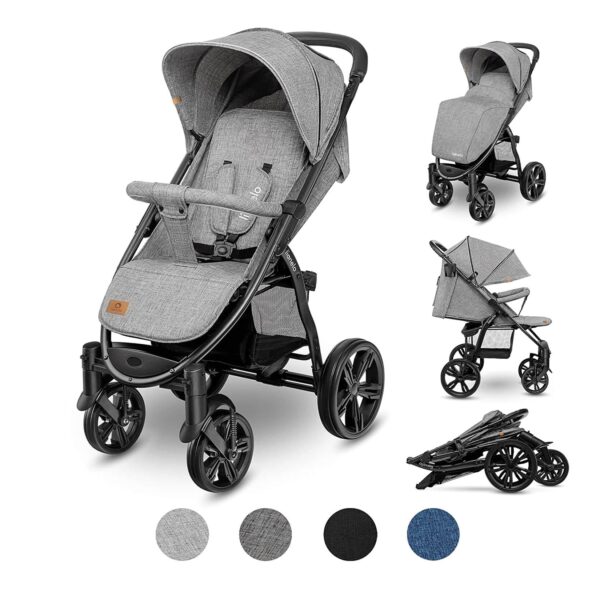 Lionelo ANNET grau Kinderwagen Buggy mit Polyesterbezug und Schaumreifen Fliegengitter Fußsack klappbar