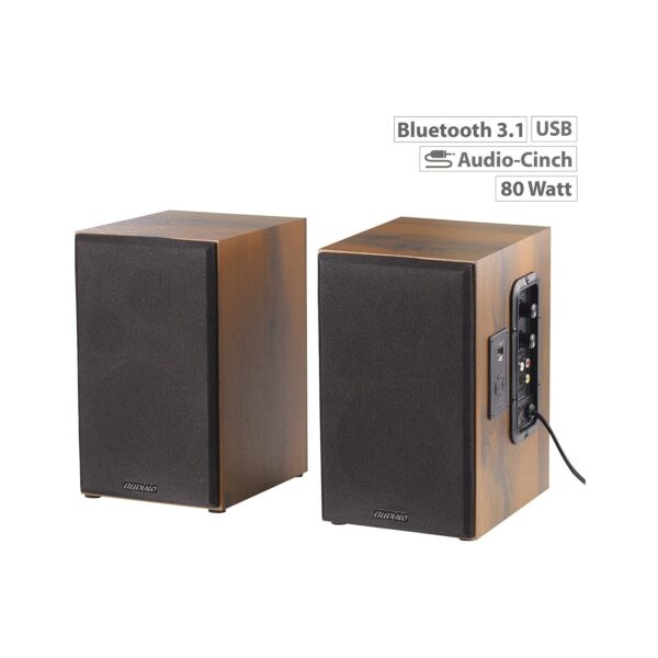 auvisio MSS-90.usb Lautsprecher Holz Gehäuse Aktiver Stereo-Regallautsprecher Bluetooth