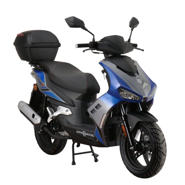 Alpha Motors Mofaroller Mustang FI 50 ccm 25 kmh EURO 5 blau-grau inkl. Topcase