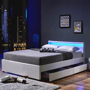 HOME DELUXE LED Bett Nube mit Schubladen und Matratze