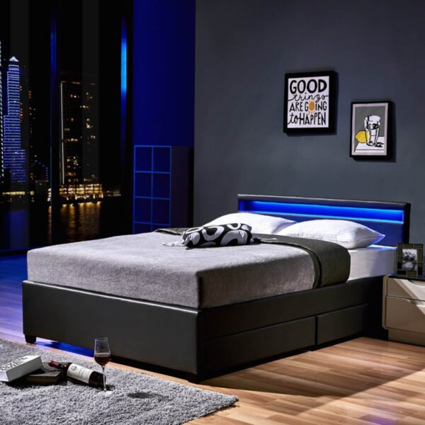 HOME DELUXE LED Bett Nube mit Schubladen und Matratze