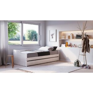 Inter Link Funktionsbett Leonie 90x200 cm in Kiefer Massivholz weiss lackiert inkl. Lattenrost