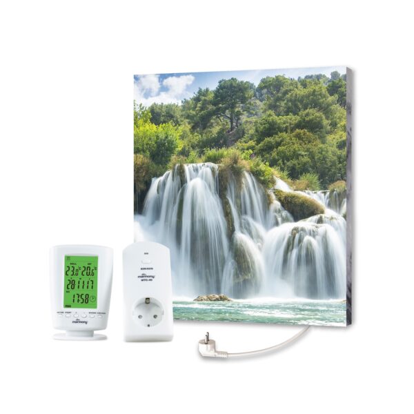 Marmony 500W Infrarot-Heizung Bildplatte "Wasserfall" mit Thermostat MTC-40