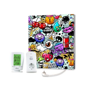 Marmony 500W Infrarot-Heizung Bildplatte "Graffiti" mit Thermostat MTC-40