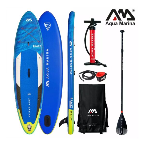 Aqua Marina SUP Board 320x81cm mit Reißverschlussrucksack Double Action-Pumpe LIQUID AIR V1 Paddel Einschub-Mittelfinne Sicherheitsleine Blau