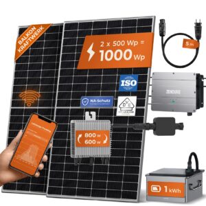 Solarway Balkonkraftwerk 1000W + 1 kWh Speicher Komplett Set