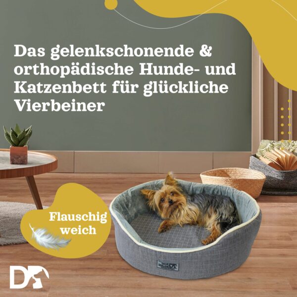 DEAR DARLING DD-05GRS Luxus Hundebett Katzenbett Anthrazit Gr. S 52x43cm mit Memoryschaum Matratze