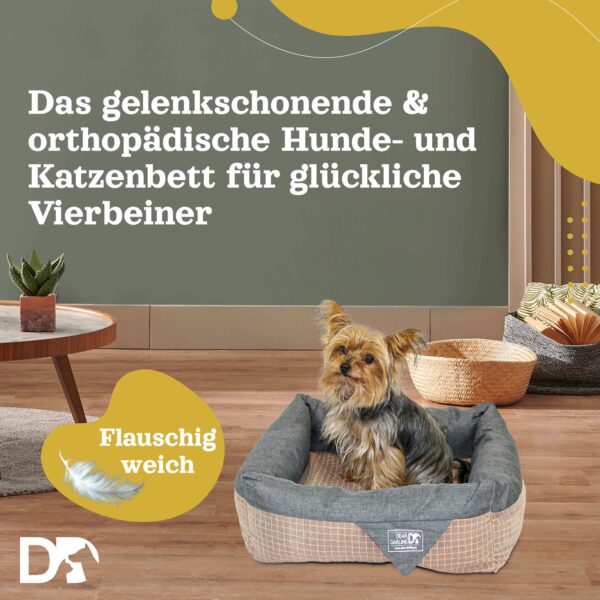 DEAR DARLING DD-06 Luxus Hundebett Braun Anthrazit Gr. M 60x60cm Memoryschaum Matratze