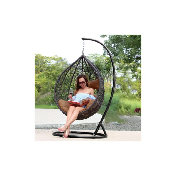 PureHaven Hängesessel 115x120x202 cm Rattan-Kunststoffgeflecht