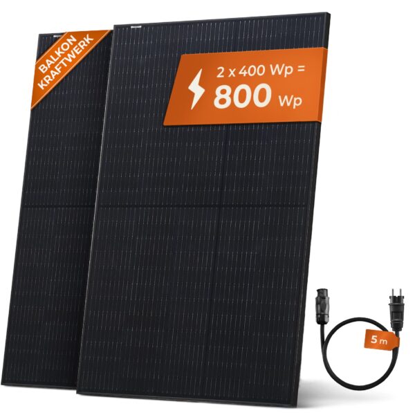 JA Solar 400W Solarpanel Full Black JAM54S31 2er Set 800 Watt - Balkonkraftwerk Solarmodul je 400 W