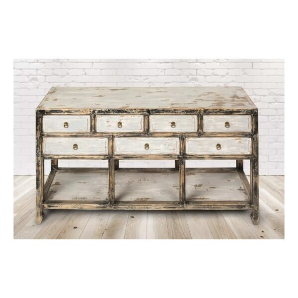 PureHaven Sideboard 154x42x85 cm Vintage Style Unikat aus Vollholz handgefertigt stilvolles Design standsicher und stabil