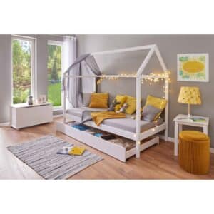 Inter Link Kinderbett Sunroad 90x200 cm in Kiefer Massivholz weiss lackiert