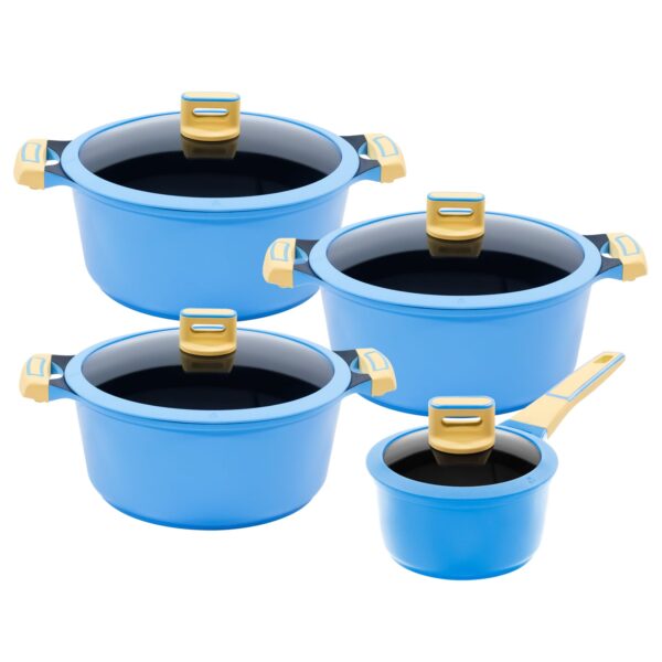 4/8tlg. KING® Kochtopfset GOURMET BLAU