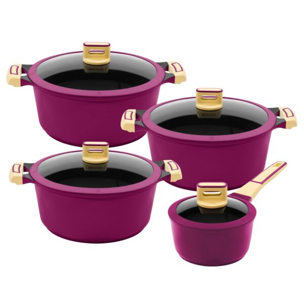 4/8tlg. KING® Kochtopfset GOURMET AUBERGINE