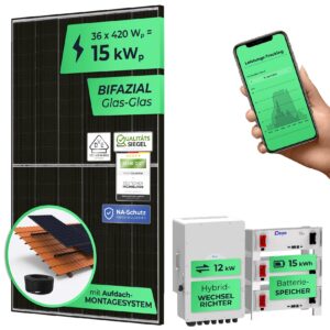 SOLARWAY 15kW Solaranlage mit Speicher – Elektromobilität Komplettset inkl. Montagesystem   BAFA KfW 442 konform