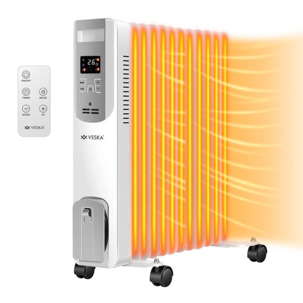 Ölradiator 2500W Elektro Heizkörper mit LCD-Display und Fernbedienung - Weiss