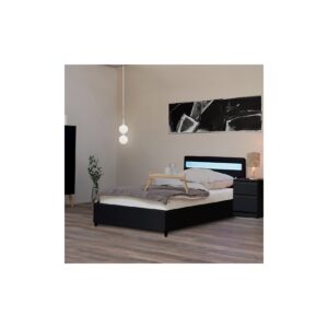 HOME DELUXE LED Bett NUBE mit Schubladen - 90 x 200 - versch. Ausführungen - ohne Matratze - Schwarz