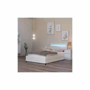 HOME DELUXE LED Bett NUBE mit Schubladen - 90 x 200 - versch. Ausführungen - ohne Matratze - Weiß