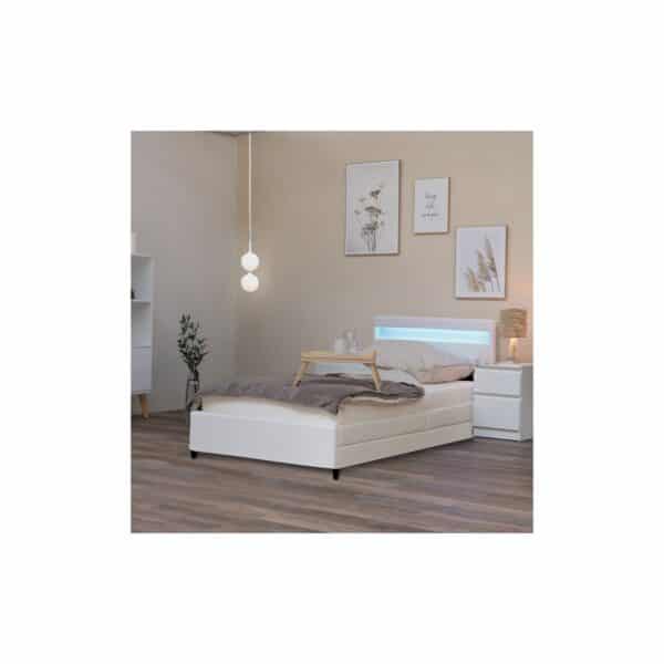 HOME DELUXE LED Bett NUBE mit Schubladen - 90 x 200 - versch. Ausführungen - ohne Matratze - Weiß