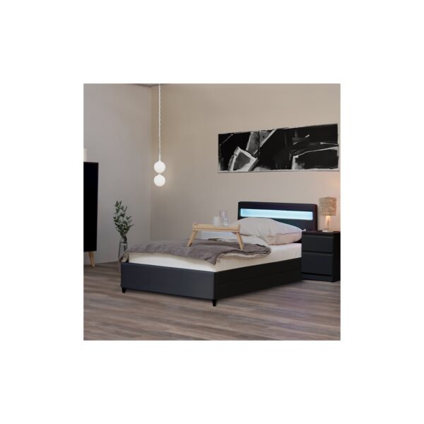 HOME DELUXE LED Bett NUBE mit Schubladen - 90 x 200 - versch. Ausführungen - ohne Matratze - Dunkelgrau