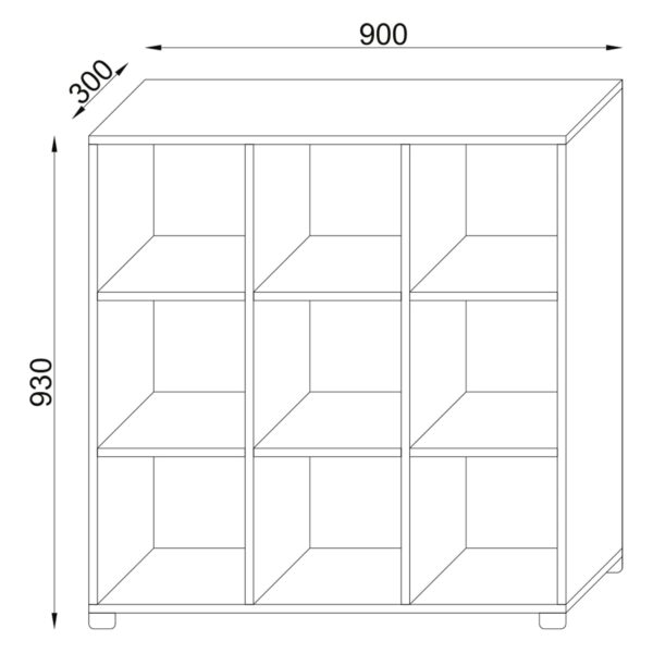 VCM Holz Stand Regal Bücherregal Deko Bücher Standregal Raumteiler Benas-3x3