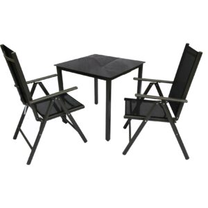 VCM Set Gartenmöbel Alu Glas Gartenset Sitzgruppe Essgruppe Tisch Stühle 80 SW