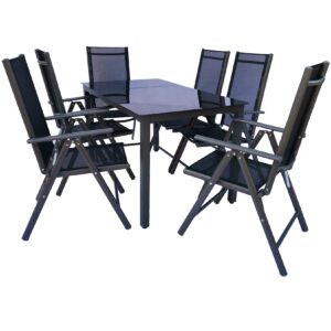 VCM Set Gartenmöbel Alu Glas Gartenset Sitzgruppe Essgruppe Tisch Stühle 140 SW