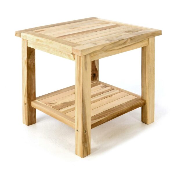 VCM Beistelltisch Blumenhocker Balkon Terrasse Teak-Holz natur 50x50cm