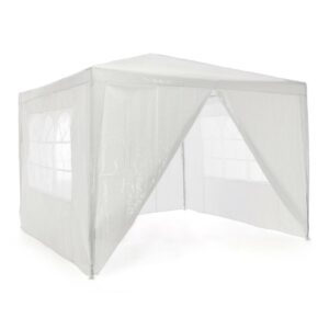 VCM Pavillon 3x3 m in weiß PE Plane 4 Seitenteile Partyzelt Gartenzelt Sonnenschutz