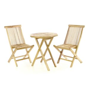 VCM 3-tlg. Balkonset Klappstuhl Tisch Teakholz Garten-Set Sitzgarnitur 60cm