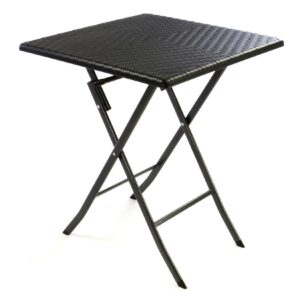 VCM Tisch in Rattan-Optik Balkontisch Gartentisch 75 x 61 x 61 cm klappbar schwarz