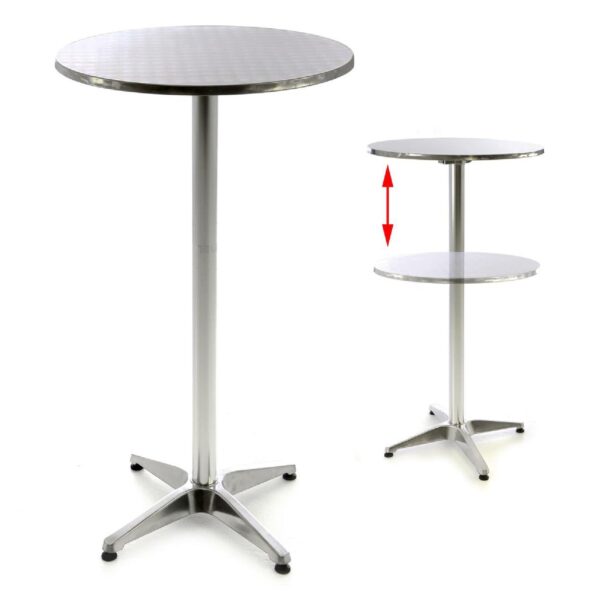 VCM Stehtisch Bistrotisch Edelstahl Aluminium Ø60 x H110/70 cm