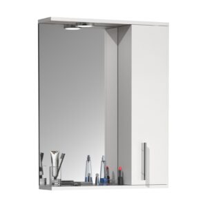 VCM Badspiegel Wandspiegel 55 cm Hängespiegel Spiegelschrank Badezimmer Drehtür Beleuchtung Lisalo L