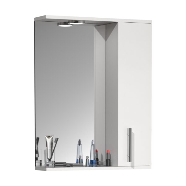 VCM Badspiegel Wandspiegel 55 cm Hängespiegel Spiegelschrank Badezimmer Drehtür Beleuchtung Lisalo L