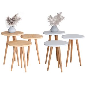 VCM 3 tlg. Set Holz rund Beistelltisch Couchtisch Sofatisch Wohnzimmertisch Barilo